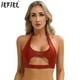 thumbnail image 2 of Sexy mujer brillante recorte Halter chaleco Tops traje de baño Tops gimnasio Yoga Fitness traje de culturismo elástico Top corto con espalda al aire, 2 of 5