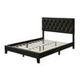 thumbnail image 4 of Home Design Daisy Twin Modern Upholstered Platform Bed Frame with Button Tufted Headboard, PU Black Leather, Easy Assembly, 4 of 6