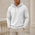 thumbnail image 2 of Ozmmyan Plus Size Mens Waffle Knit Hooded Long Sleeve Relaxed Fit Casual Pullover Hoodie Fall Winter, 2 of 8