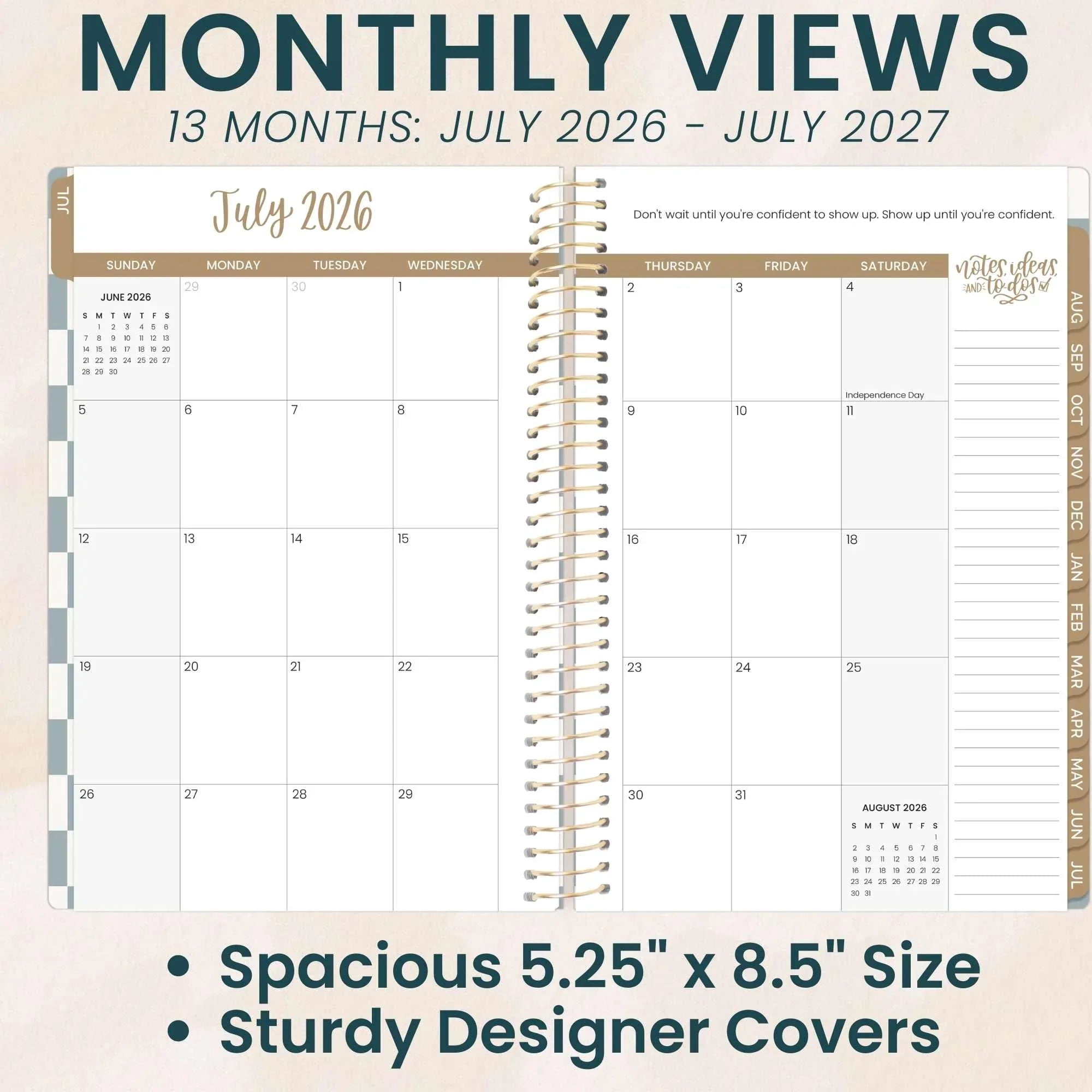 bloom daily planners 2026-2027 Academic Planner, 13 Month Monthly & Weekly Soft Cover, 5.5" x 8.25", Stickers Included, Checkered