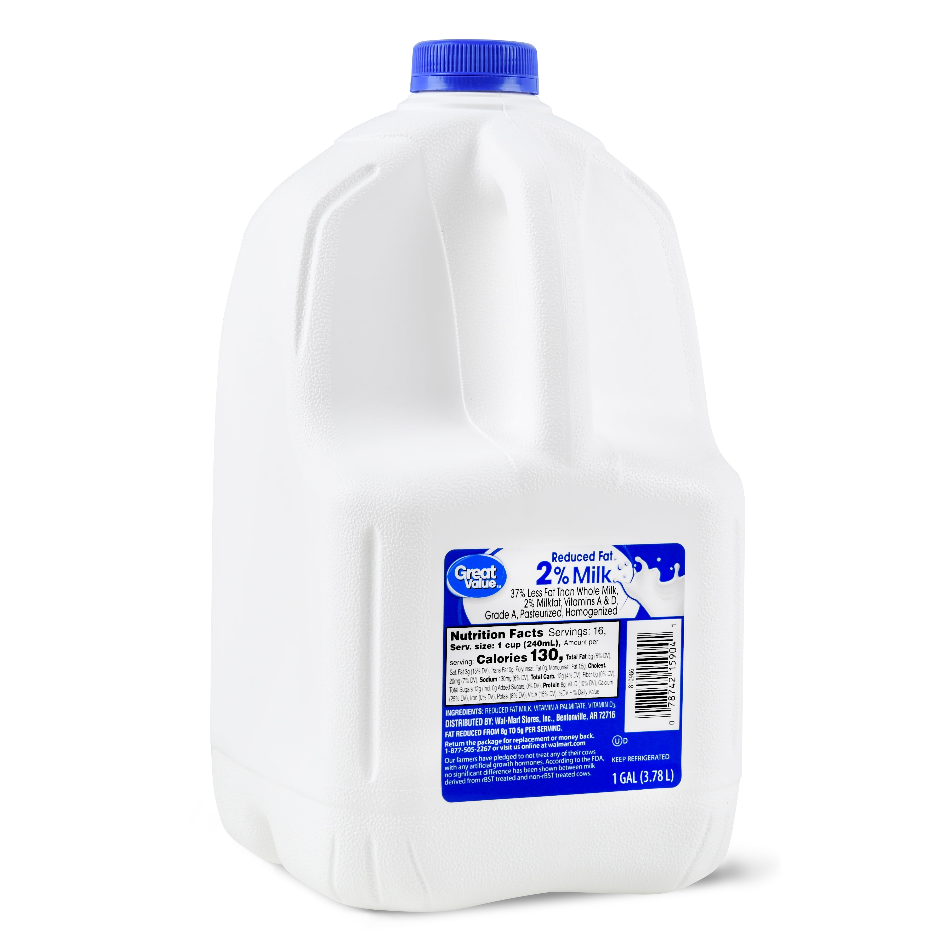 Pasado pivote eslogan Great Value 2% Reduced Fat Milk, 128 Fl Oz - Walmart.com