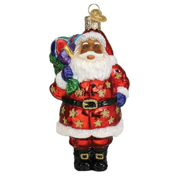 Old World Christmas Jolly African American Santa Glass Blown Ornament for Christmas Tree