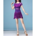 thumbnail image 2 of Fringe Lace Microfiber Short Dancing Dresses Short Sleeves Stage Performance Practice Wear, 2 of 6