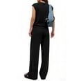 thumbnail image 4 of Stichou Summer 2 Piece Lounge Sets for Women Cap Sleeve Tops Wide Leg Pants 2026 Workout Sets Loose Fit Casual Tracksuit Black L, 4 of 6