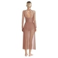 thumbnail image 2 of YONGHS Women Glitter Rhinestone Lyrical Dance Costume Long Sleeve Flowy Overlay Maxi Long Dress Dusty Pink XL, 2 of 7
