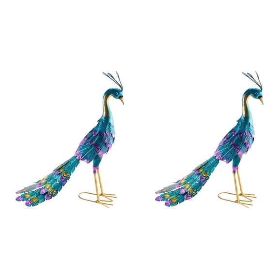 2X Multicolor Metallic Statue Metallic Statue Outdoor Garden, Patio, Deck, Porch-Yard Art Decoration