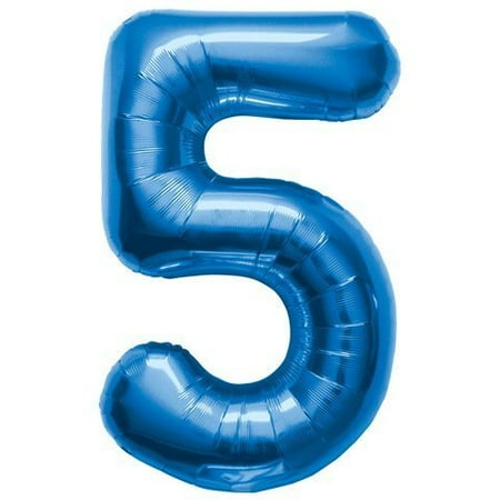 Number 5 - Blue Helium Foil Balloon - 34 inch - Walmart.com