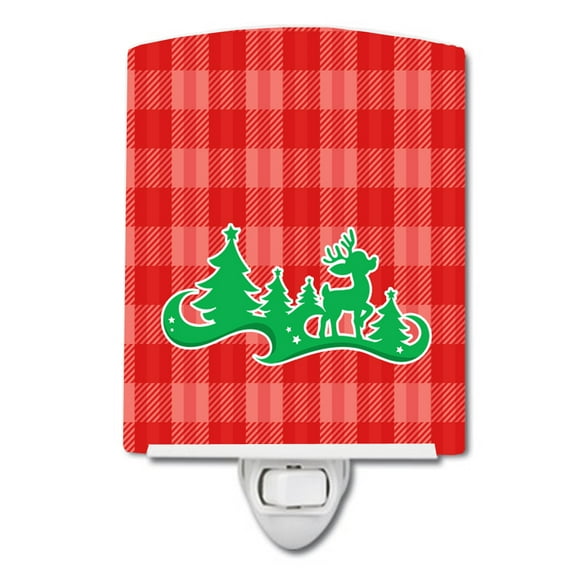 Christmas Tree Reindeer Red Ceramic Night Light