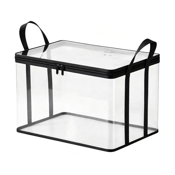Guodhu Zipper Transparent Storage Bag, Waterproof Clear Vinyl Pouch for Clothes Toys Documents, Space Saving Organizer for Closet Travel(A)