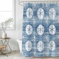 thumbnail image 1 of 54x78 Inch Shower Curtain Decorative Summer Marine Life Bathtub Bath Curtains Fabric Waterproof Bathroom Decor, Nautical Coastal Sand Dollars Retro Blue Small Stall Shower Curtain Set with 12 Hooks, 1 of 6