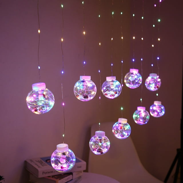 Christmas Led Wishing Ball String Lights Decorations,Colorful Christmas Wishing Ball String Lights,LED Hanging Twinkle Window Lights,Santa/Snowman/Christmas Tree Wishing Ball String Lights