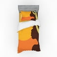 thumbnail image 2 of African Duvet Cover Set, Teenage Girl Face Profile Abstract Sunset Calm Evening, Bedding Set with Shams and Fitted Sheet, 3 Sizes, by Ambesonne, 2 of 3