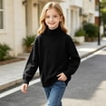 thumbnail image 6 of Husipze Kids Turtleneck Knit Sweater Ligthweight Long Sleeve Solid Cozy Knit Classic Casual Warm Pullover Black 1-2 Years, 6 of 8
