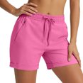 thumbnail image 5 of KyCheLot Shorts for Women Solid Color Drawstring Elastic Waist Shorts with Zipper Pockets Summer Rolled Hem Outfits, 5 of 9