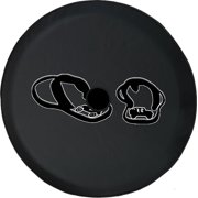 Black Tire Covers - Tire Accessories for Campers, SUVs, Trailers, Trucks, RVs and More | Summer Flip Flops Black 33 Inch with Backup Camera Hole