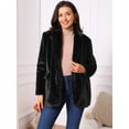 thumbnail image 4 of DARING DIVA Women's Faux Fur Coat Open Front Notch Lapel Jacket S Black, 4 of 8
