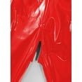 thumbnail image 6 of Yeahdor Mens Zipper Crotch Jumpsuit Long Sleeve Stretchy Catsuit Patent Leather Night Club Bodysuit Red XL, 6 of 7