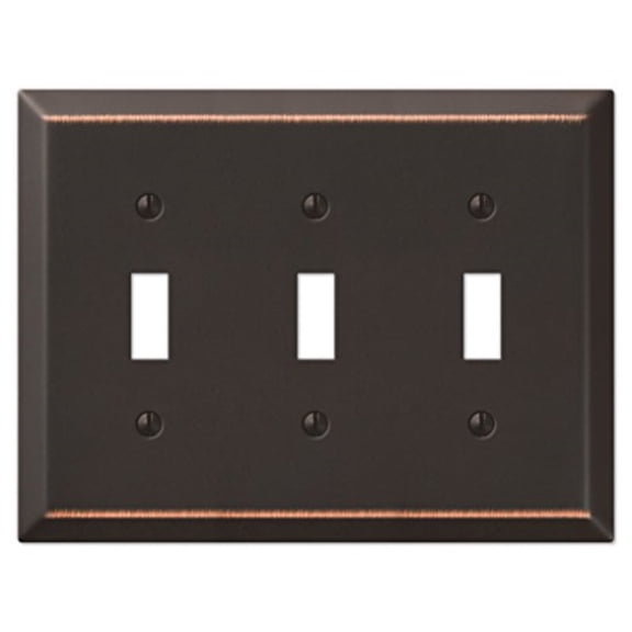 amerelle 163tttdb traditional steel wallplate with 3 toggle, aged bronze, triple, oil rubbed