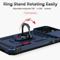 thumbnail image 4 of JTCASES for iPhone 15 Pro Max Case, Heavy Duty Protection Magnetic Car Mount Rotating Stand [Slide Camera Window] Rugged Shockproof Anti-fall Shell for iPhone 15 Pro Max, Blue, 4 of 8