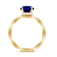 thumbnail image 2 of Rosec Jewels Oval Cut Lab Created Blue Sapphire Solitaire Ring with Diamond - 8X10 mm, 10K Yellow Gold, US 5.50, 2 of 8