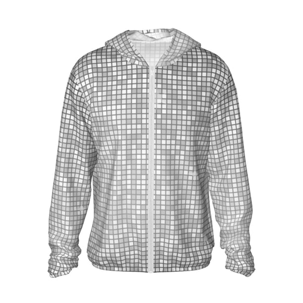 Fotbe Silver Mosaic Chaqueta con Protección Solar UPF 50+ para Hombre y Mujer, Camisa con Capucha y Bolsillos-Large