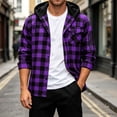 thumbnail image 2 of Diufon Hooded Jackets for Men Long Sleeve Button Down Plaid Hoodie Shirts with Chest Pocket Fall Winter Layering Coats, 2 of 5