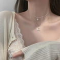 thumbnail image 3 of Mightlink Double Layer Necklace for Women Twinkle Star Moon Choker Necklace Faux Diamond Pendant Clavicle Chain Jewelry Accessories, 3 of 6