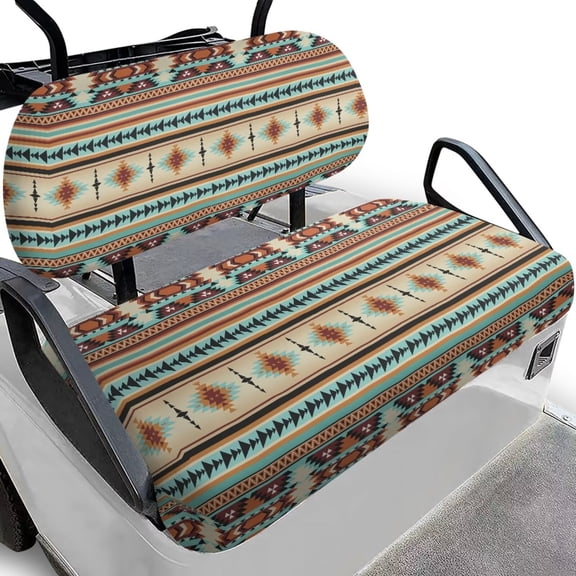 Uorisanigo Golf Cart Seat Cover Anti-Hot Golf Cart Seat Covers Club Car Washable Ethnic Geometric Aztec Tribal Golf Cart Seat Protector for EZGO, Yamaha, Club Car and More 2-Seat Golf Carts