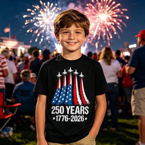 Toddler Kids Boys Girls Tops Casual Short Sleeve 250 Anniversary USA Boys 4th Of July Patriotic Outfits Independence Day Matching Shirt Shorts Kids Graphic Tee