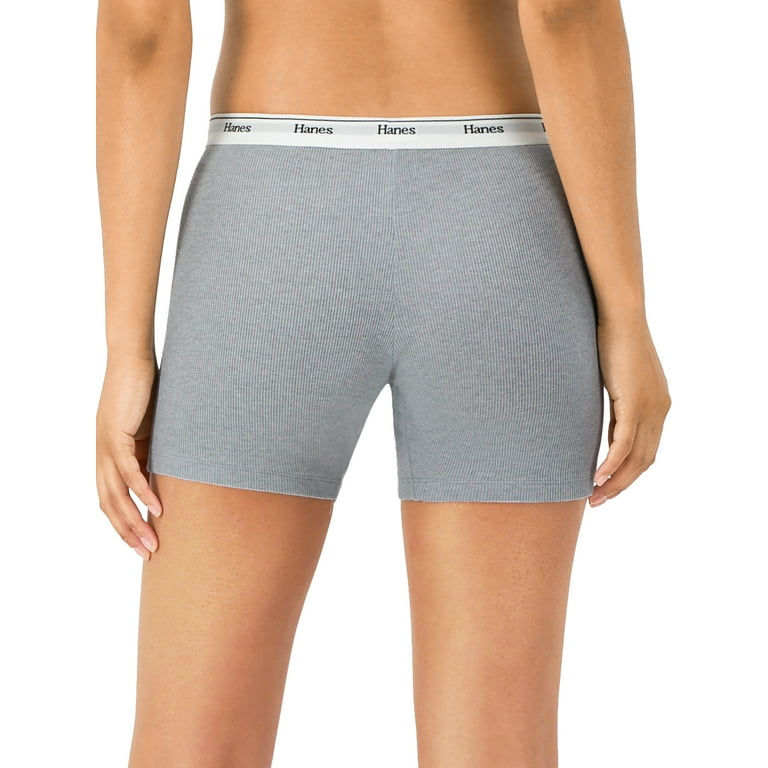 Hanes Originals Women's 3pk Ribbed Boy Shorts - Black/beige Xl
