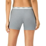 Hanes Originals Women's Mid-Thigh Boxer Brief Underwear, Breathable Cotton Stretch, 4-Pack