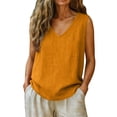 thumbnail image 6 of Women's Cotton Linen V Neck Sleeveless Tank Top Casual Summer Loose Fit, 6 of 6