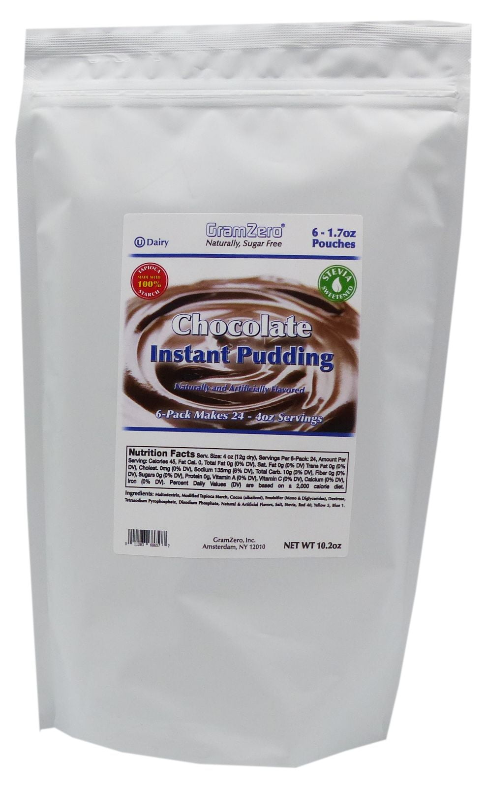 GramZero Stevia Sweetened Sugar Free Pudding Mix Flavor Chocolate
