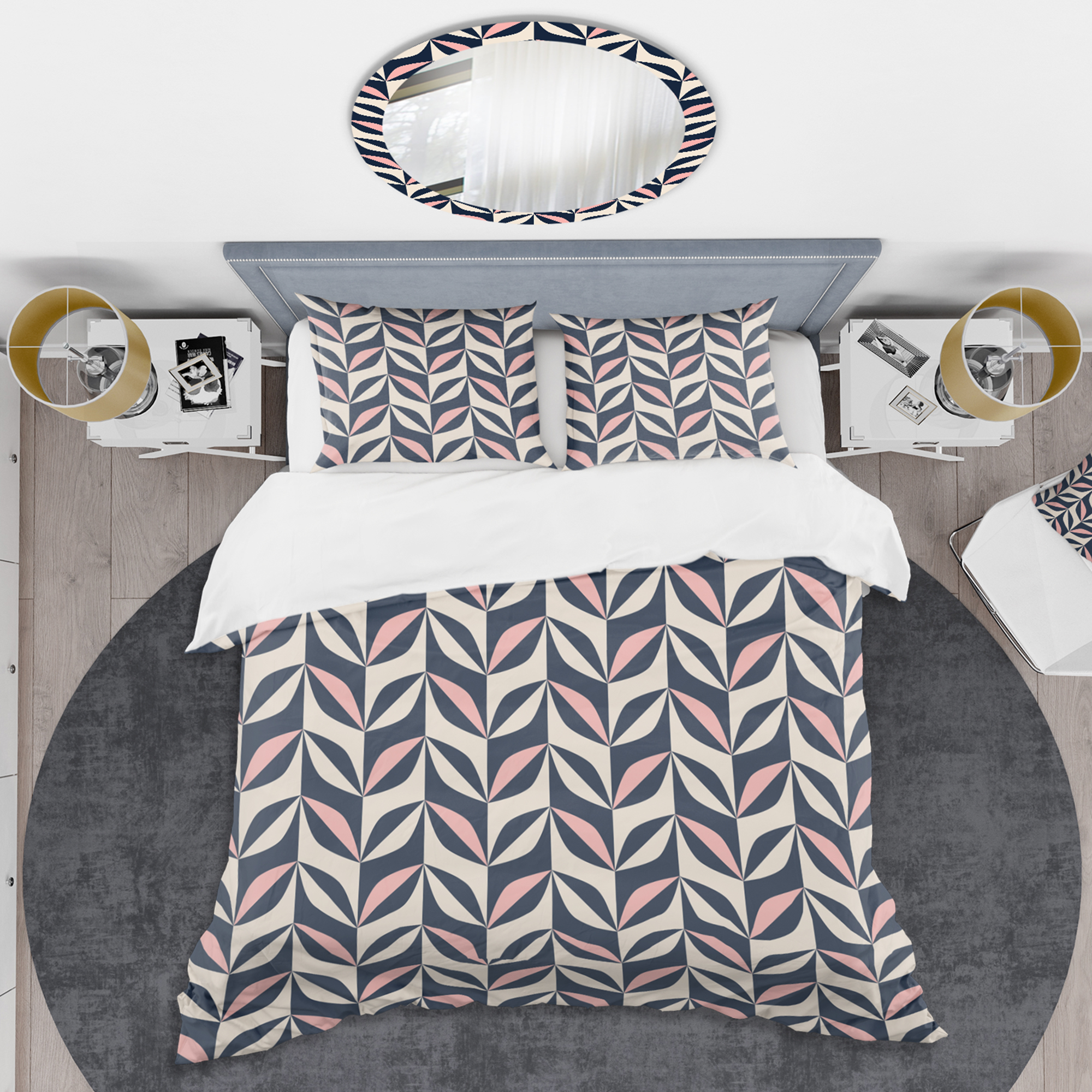 Designart 'Floral Retro Botanical Pattern III' Mid-Century Modern Duvet Cover Set