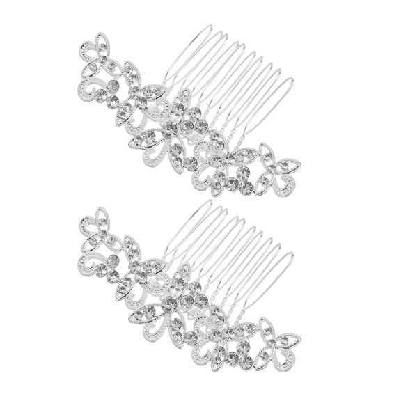 AURARMLET 2Pcs Crystal Rhinestone Bridal Hair Comb Flower Design for Wedding Hairstyles