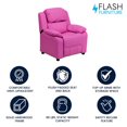 thumbnail image 4 of Deluxe Padded Contemporary Hot Pink Vinyl Kids Recliner with Storage Arms, 4 of 9