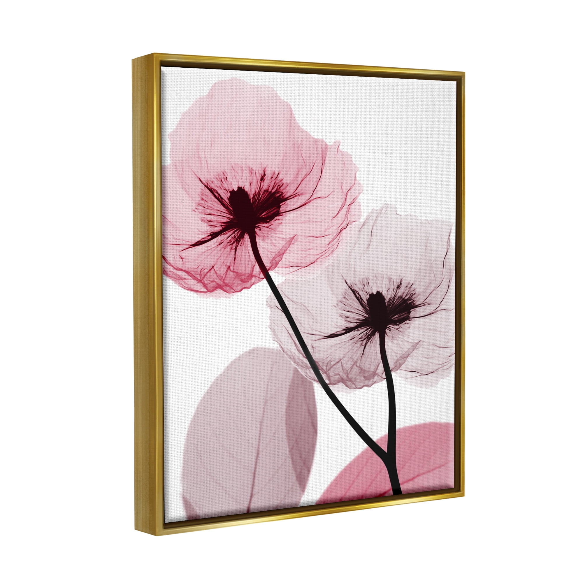 Stupell Industries Pink Poppy Flowers Botanical & Floral Painting Gold Floater Framed Art Print Wall Art, 25 x 31