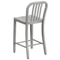 thumbnail image 4 of Home Square 24" Metal Vertical Slat Back Counter Stool in Silver - Set of 2, 4 of 6