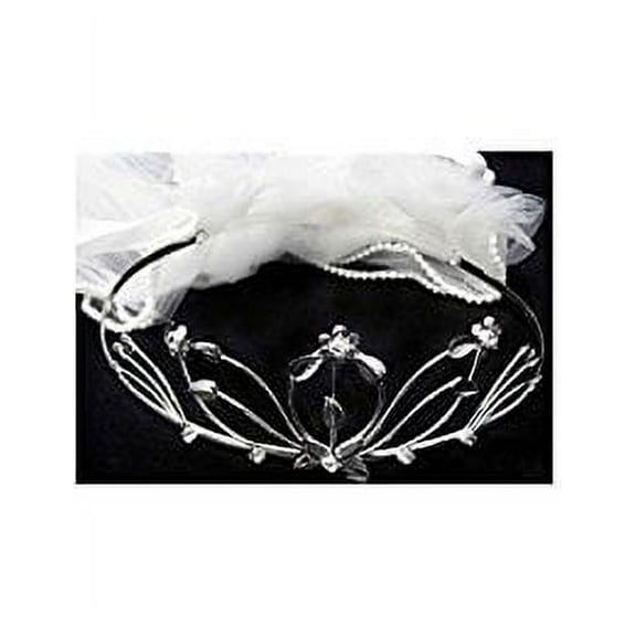 White Communion Veil With Rhinestones Crown (V21  ZW)