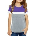 thumbnail image 2 of Otqutp Baby Blouse Kids Girls Top Summer Short Sleeve Round Neck Color Matching T Shirt Birthday School Photo Fashion School Shirt(Purple-2,4-5 Years), 2 of 9