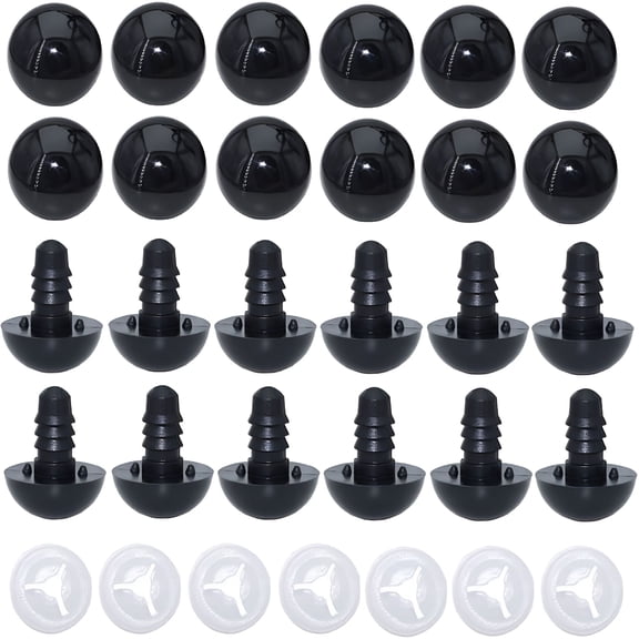 BESTSKY 100Pcs Spiral Solid Black Plastic Safety Eyes with 100Pcs Washers,Safety Eyes Crochet Crafts for Bear,Doll,Puppet,Plush Animal and DIY Craft