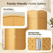 Jostyle 6ft Tall Room Divider with Hand-Woven Design, 4-Panel Folding Privacy Screen Freestanding Nature