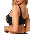 thumbnail image 3 of INSPIRE CHIC Women's Lace V-Neck Full Coverage Bra Wireless Push Up Soft Cup Breathable Minimizers B 40 Black Gray, 3 of 5
