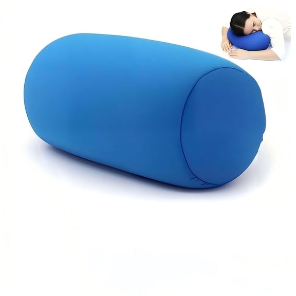 Solid Blue Microbead Cylinder Bolster Pillow 13"x7" – Micro Bead Pillow for Neck, Head & Back Support, Cube Pillow Shape, Soft Pillow Cushion for Sleeping or Travel