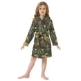 thumbnail image 6 of FORMRS Niños Bathrobe Unisex Hooded Robe Soft Plush Pajamas Sleepwear, Size 7-9T, Brown Floral Rabbits Pattern, 6 of 7