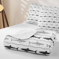 thumbnail image 4 of Manfei Cartoon Shark Quilt King, Simple Abstract Wave King Coverlet Set, White Gray, 3-Piece, 1 Bedspread and 2 Pillowcases, 4 of 7