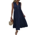 thumbnail image 2 of Liacowi Women Summer Midi Dress Sleeveless V Neck Solid Color Tank Dress Casual Flowy Sundress, 2 of 4