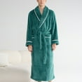thumbnail image 3 of AnuYalue Robe for Men Fashion Flannel Nightgown V Neck Long Sleeve Bathrobe Solid Color Pajama Shirt with Pockets, 3 of 8
