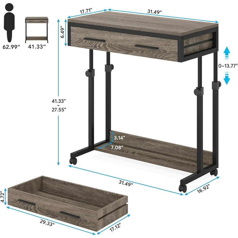Tribesigns Adjustable Side Table, Portable Desk with Drawers Tribesigns Adjustable Side Table, Portable Desk with Drawers