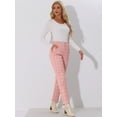 thumbnail image 2 of DARING DIVA Women's Tartan Plaid Pants Elastic Waist Straight Trousers XL Pink, 2 of 6